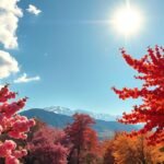 Tavaszi és őszi táj Aradon gyönyörű virágokkal és napfénnyel