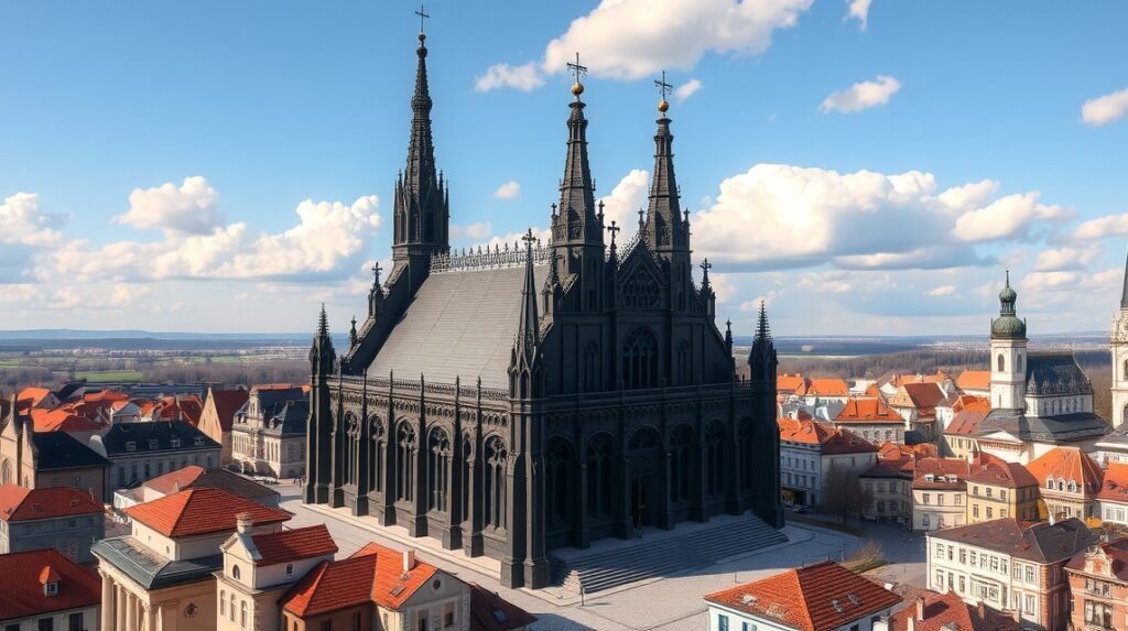 A Brassói Fekete templom látképe a gótikus építészet csodái között.