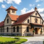 Első Román Iskola múzeuma Brassóban, gyönyörű épülettel és zöld környezettel