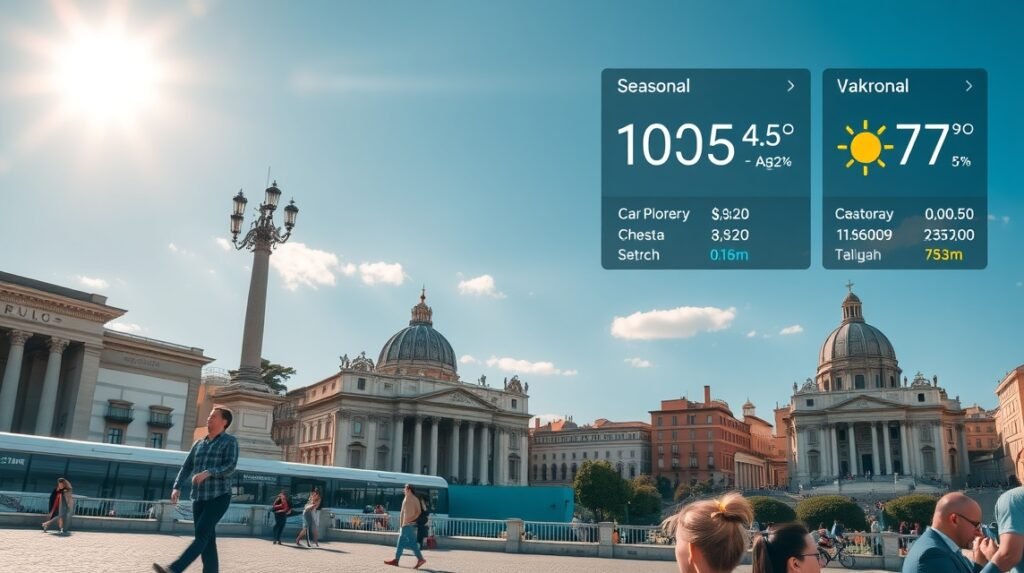 Róma városnézés képe napsütésben, szép időjárással