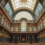 A Kultúrpalota Tükörterme gyönyörű üvegablakai és díszítései