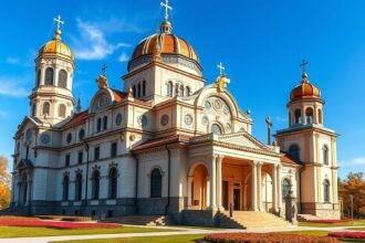 Az ortodox székesegyház Marosvásárhelyen, gyönyörű kupolákkal.