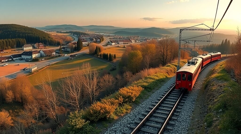 A Somostető kilátása és a kisvasút Marosvásárhely fölött