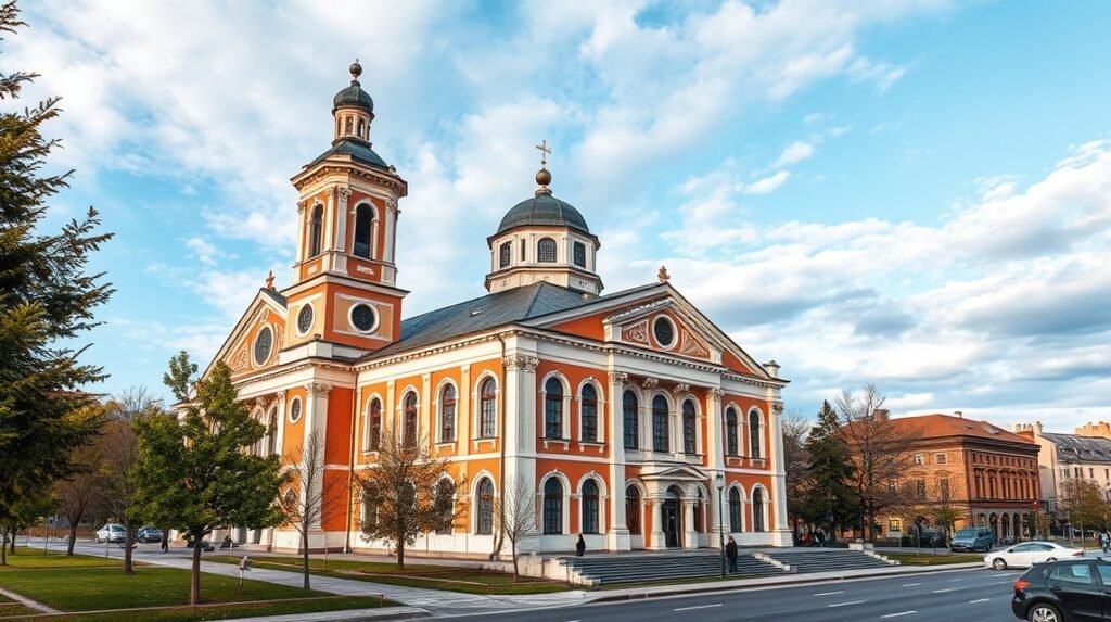 A Marosvásárhely-i Status Quo Ante zsinagóga látványos építészete.