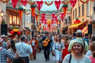 Vibráló forgatag Marosvásárhelyen, életteli utcai rendezvény.