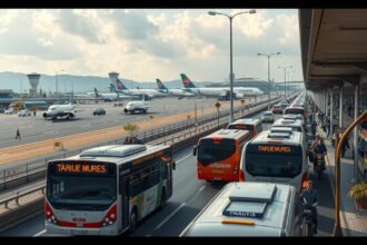 Marosvásárhely repülőtere és városi buszok közlekedése