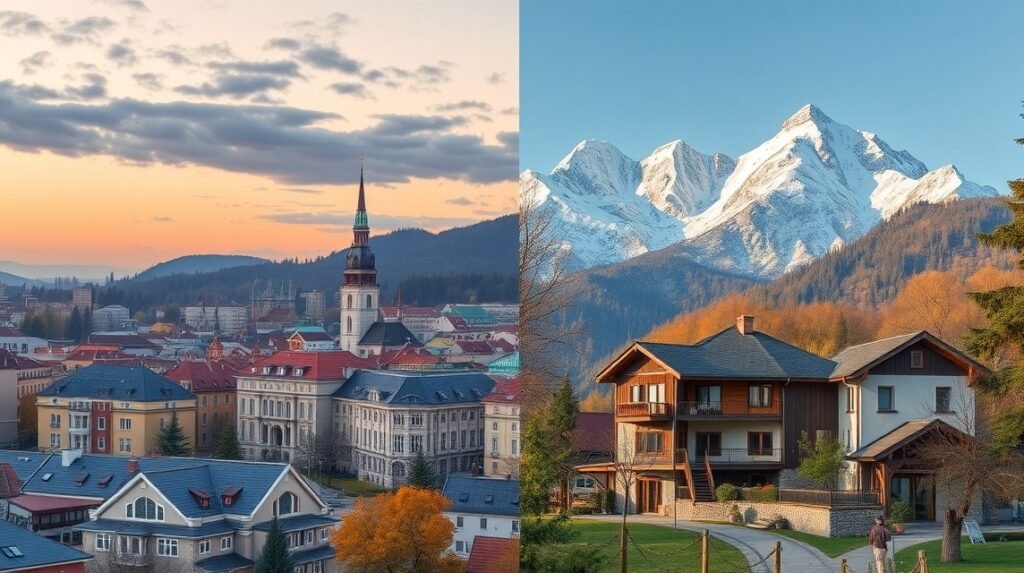 Marosvásárhely belvárosi és hegyi panoráma összehasonlítása