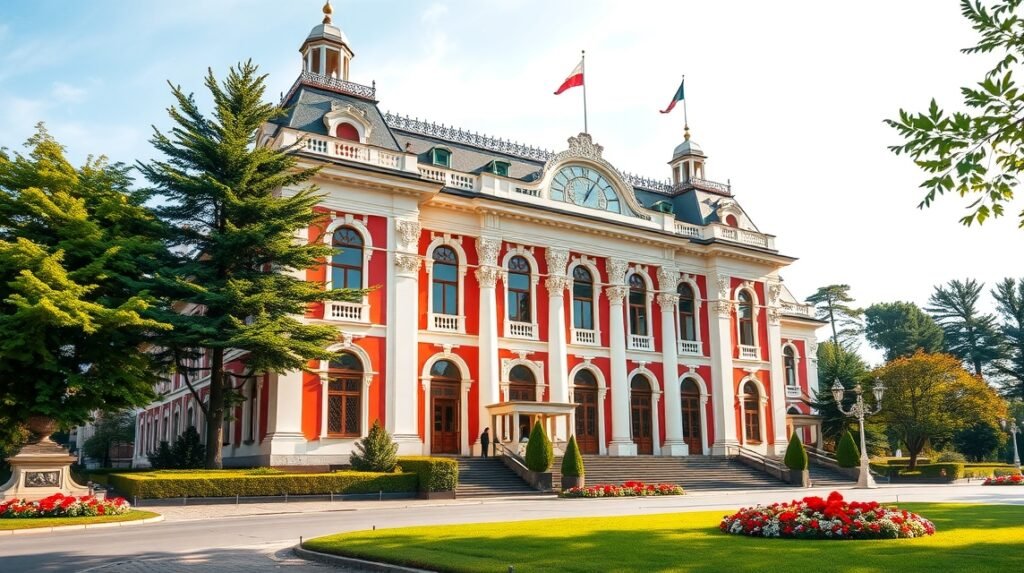 A Roznovanu-palota, Jászvásár elegáns városházája a főtéren.