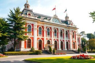 A Roznovanu-palota, Jászvásár elegáns városházája a főtéren.