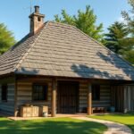 Ion Creangă kunyhója Jászvásárban zöld környezetben