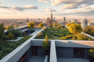 A Varsói Egyetemi Könyvtár tetőkertje csodálatos panorámával a városra.