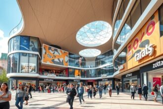 Złote Tarasy bevásárlóközpont belső tere, Varsóban.