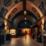 Földalatti múzeum belső tere Krakkóban, interaktív kiállításokkal