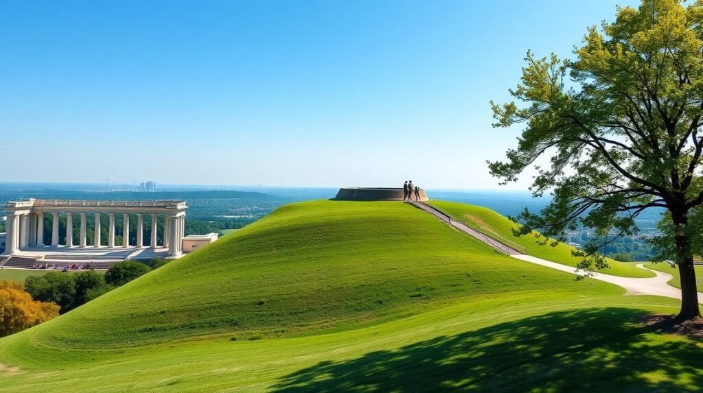 Kościuszko-halom kilátás Krakkóra és a Visztulára