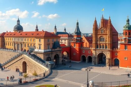 Krakkó Barbakán erődítménye és Flórián-kapu látképe