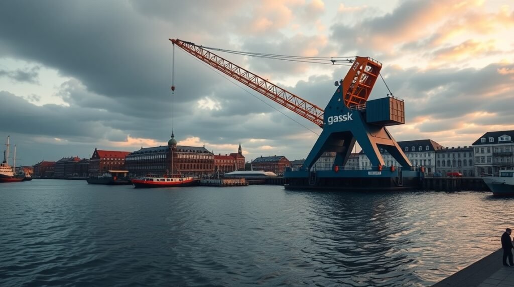 Daru (Żuraw) Gdańsk kikötőjének jelképe a vízparton