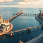 Gdańsk környéki Sopot móló és városnéző panoráma