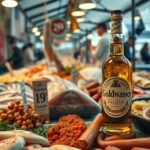 Friss halak és Goldwasser likőr a gdański piacon