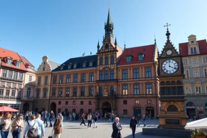 Óvárosi tér és Városháza Prágában, történelmi épületek és emberek.