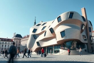 Prága modern ikonja, a Táncoló ház varázslatos kilátással