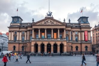 Prágai Nemzeti Múzeum a Vencel téren, lenyűgöző neoreneszánsz épület.