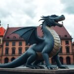 Brnói sárkány a Régi Városházánál, Brno, Csehország