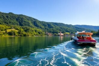 Hajókázás a Brnói-víztározón, festői táj és zöld dombok