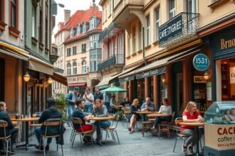 Kávézók és teraszok Brno macskaköves utcájában