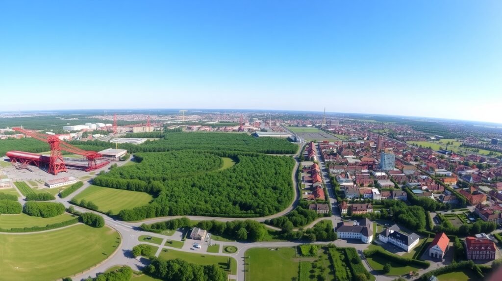 Kilátás az Ostrava városára a Bolt Tower tetejéről