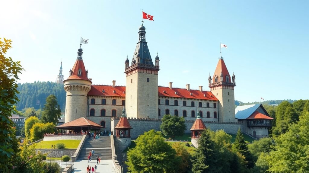 Sziléziai Ostrava vára gyönyörű panoráma kilátással.