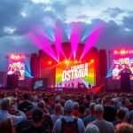 Színes zenei fesztivál tömegben, Colours of Ostrava színpad