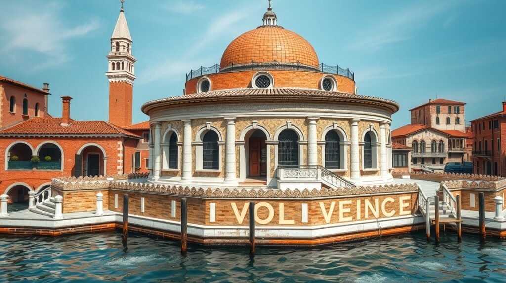 A Velencében található épület a vízen, bizánci stílusban.