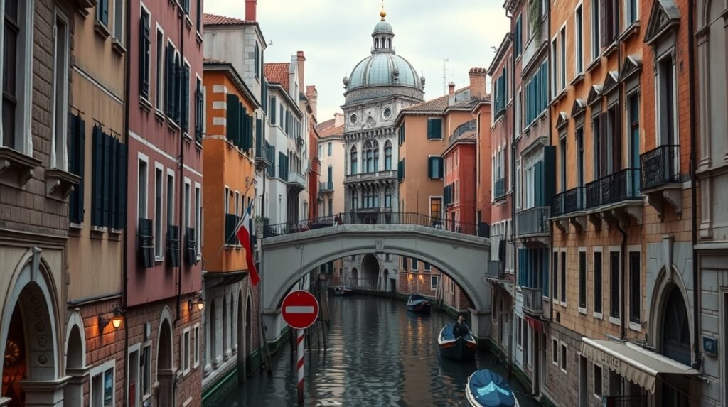 Velencei csatorna és híd a Zsidó gettó közelében