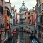 Velencei csatorna és híd a Zsidó gettó közelében