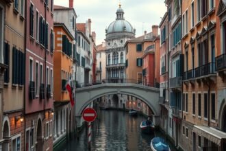 Velencei csatorna és híd a Zsidó gettó közelében