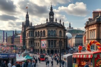 Edinburgh a fesztiválok idején, nyári programok és látogatók.