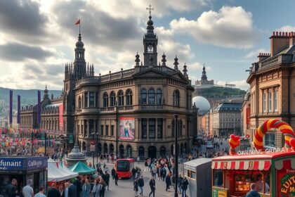 Edinburgh a fesztiválok idején, nyári programok és látogatók.