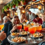 Cicchetti falatkák és Spritz italok Velencében, baráti találkozó.