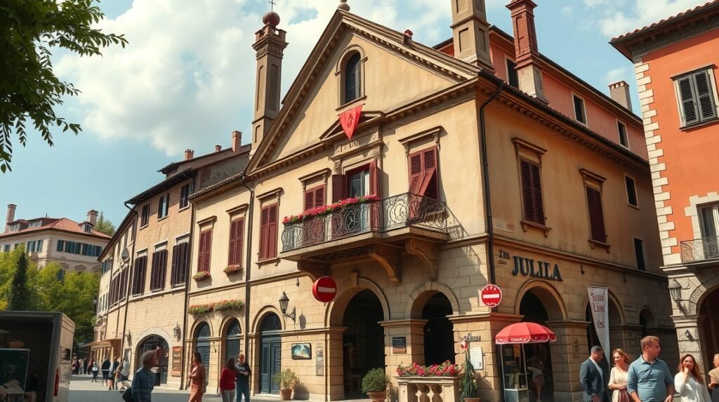 Júlia háza Veronában, romantikus erkély és hangulatos belső udvar