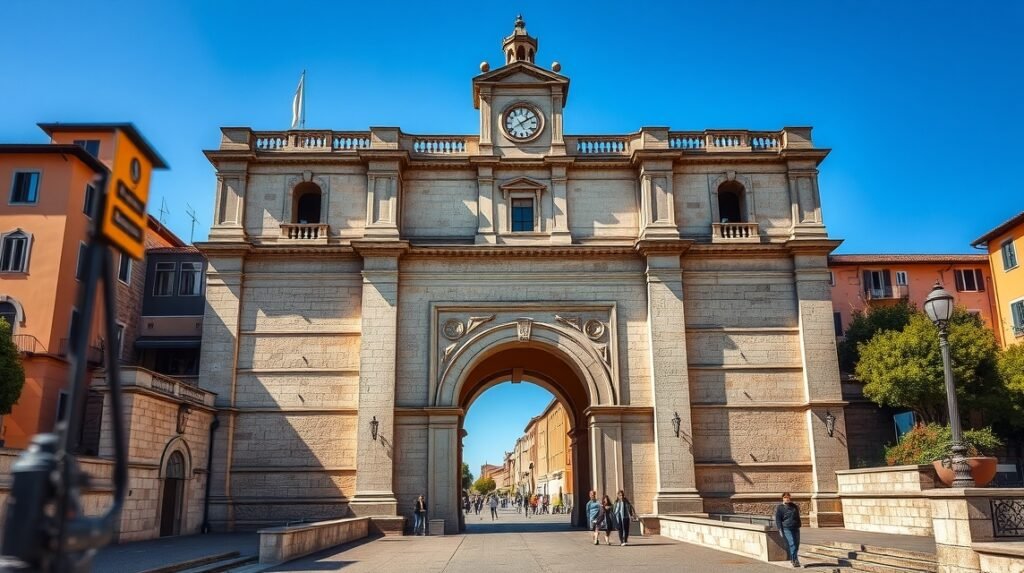 Porta Borsari, az ókori városkapu Veronában, Olaszországban