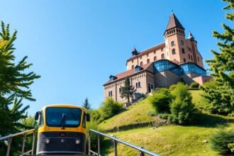 San Vigilio kastély Bergamoban, a második siklóval a közelben.