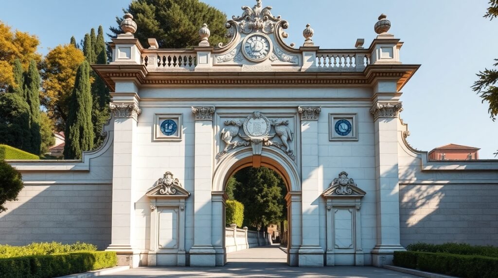 A Porta San Giacomo fehér márványkapu Bergamóban