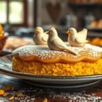 Polenta e Osei, a traditional Bergamo dessert with bird decorations
