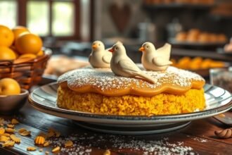 Polenta e Osei, a traditional Bergamo dessert with bird decorations