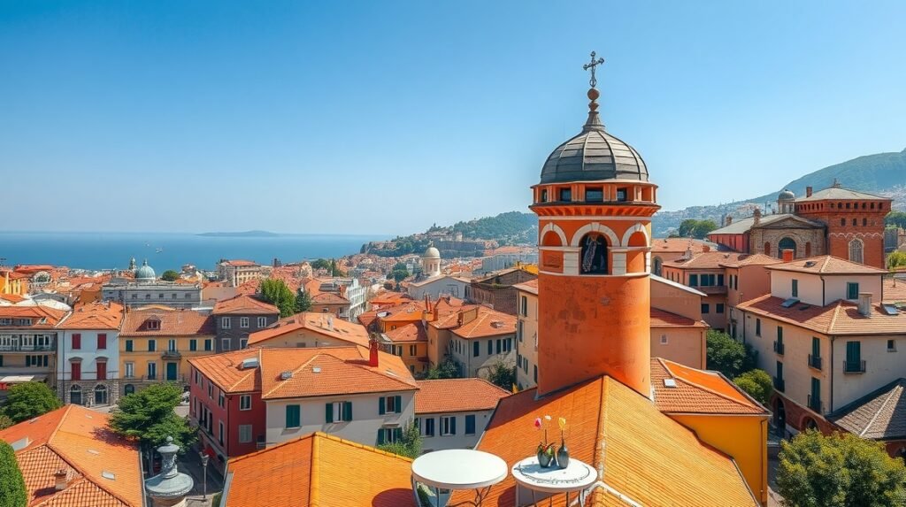 Panoráma Genova városáról a Spianata Castelletto kilátóról.
