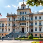 A Genova Királyi Palota fényképe barokk építészeti részletekkel.