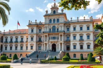 A Genova Királyi Palota fényképe barokk építészeti részletekkel.