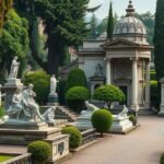 Staglieno monumentális temető szobrok és síremlékek Genovában