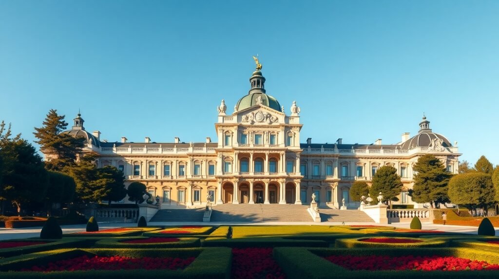 Torino Királyi Palota gyönyörű homlokzata és kertje