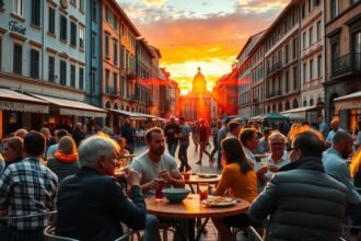 Torino esti aperitivo a naplementében, ízek és emberek összejöveteleként